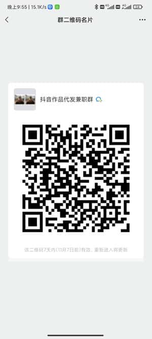 抖音作品代发副业群二维码